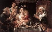 JORDAENS, Jacob As the Old Sang the Young Play Pipes dy oil painting artist